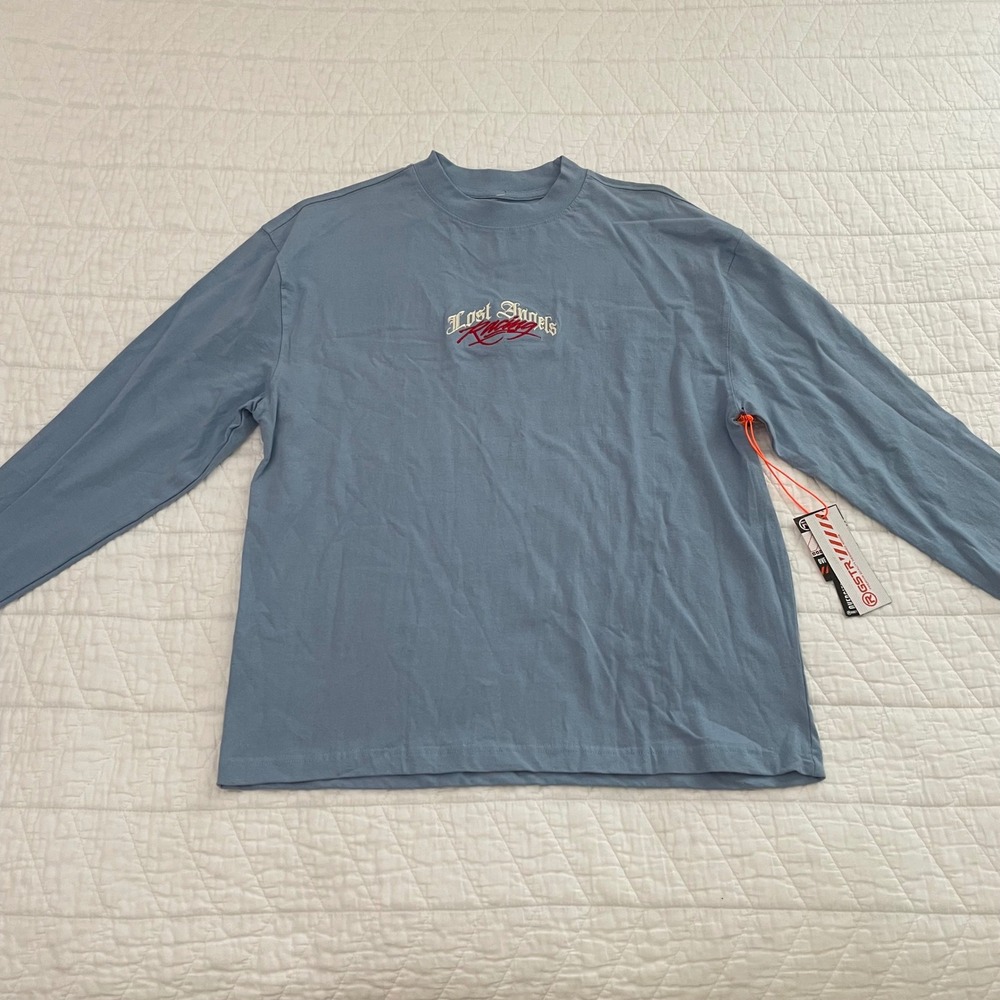 RGSTR Lost Angels Racing Long Sleeve Tee Blue Oversized Boxy Fit Shirt Medium NW